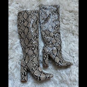 ZARA snake skin knee high boots